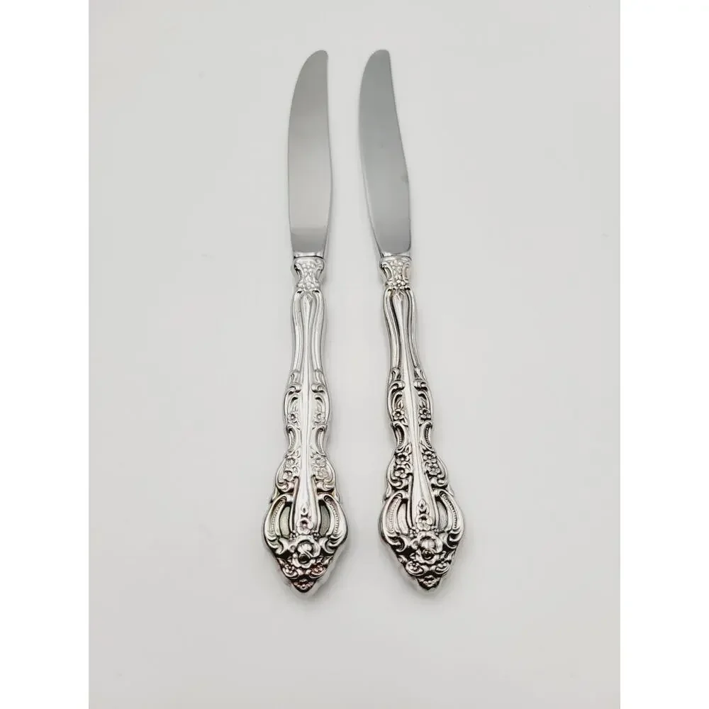 Oneida MICHELANGELO CUBE Heirloom Stainless Flatware Dinner Knives Set of 2